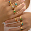 Ring Natural Stone Titanium Steel Animal Zodiac Geometric Electroplated Retro Fashion Niche Simple Allmatch