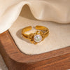 Ring Natural Stone Titanium Steel Animal Zodiac Geometric Electroplated Retro Fashion Niche Simple Allmatch