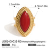 Ring Red Agate Titanium Steel Non Fading Geometric Style Electroplated Jewelry