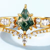 Ring S925 Silver Aqua Agate Stone Geometric Style Diamond Treated