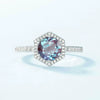 Ring S925 Silver Cultivation Color Treasure Stone Geometric Pattern Diamond Inlay