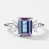 Ring S925 Silver Cultivation Color Treasure Stone Geometric Pattern Diamond Inlay
