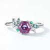 Ring S925 Silver Cultivation Color Treasure Stone Geometric Pattern Diamond Inlay