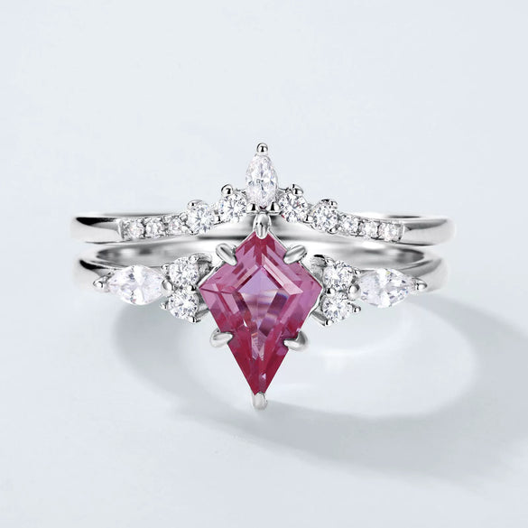 Ring S925 Silver Cultivation Color Treasure Stone Geometric Pattern Diamond Inlay