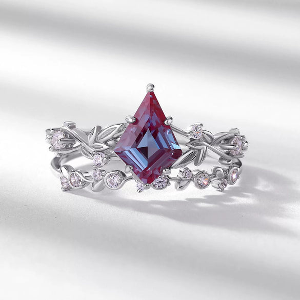 Ring S925 Silver Cultivation Color Treasure Stone Geometric Pattern Diamond Inlay
