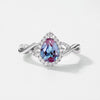 Ring S925 Silver Cultivation Color Treasure Stone Geometric Pattern Diamond Inlay