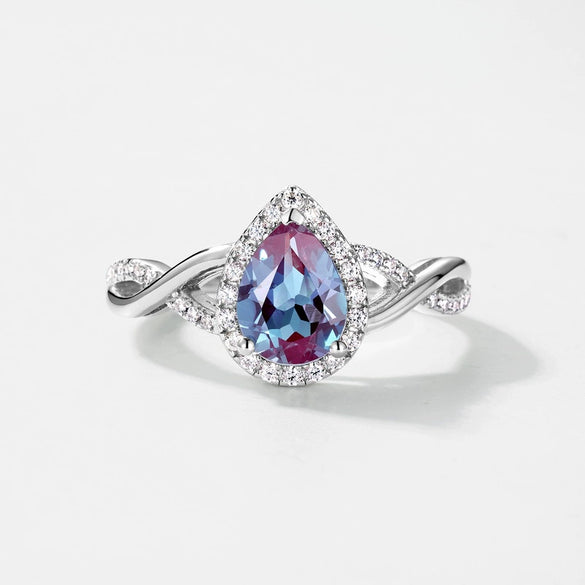 Ring S925 Silver Cultivation Color Treasure Stone Geometric Pattern Diamond Inlay