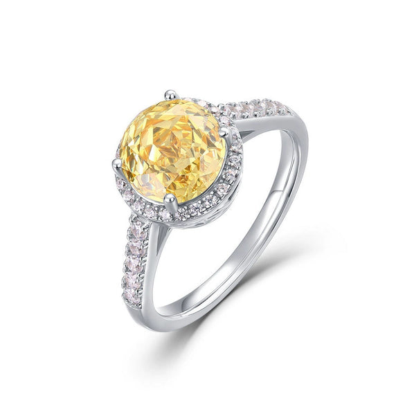 Ring S925 Silver Geometric Color Zirconium Set With Diamond