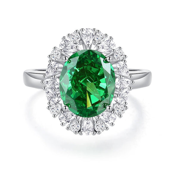 Ring S925 Silver Geometric Eggshaped Diamond