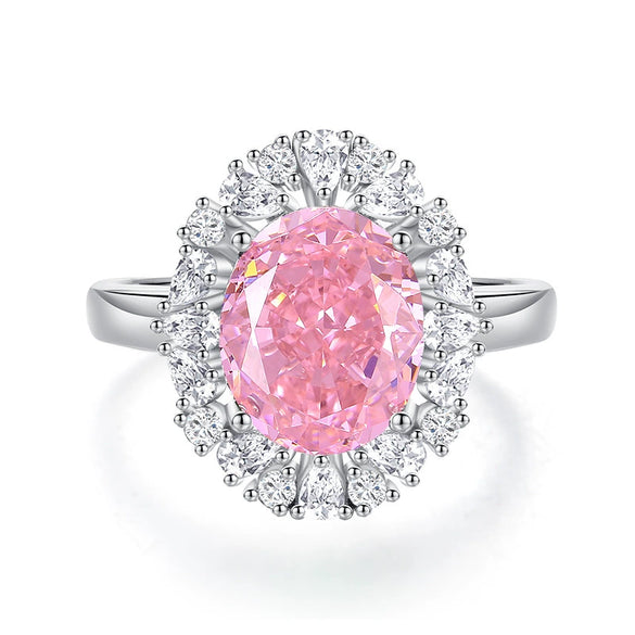 Ring S925 Silver Geometric Eggshaped Diamond