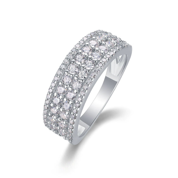 Ring S925 Silver Geometric Moissanite Set With Diamonds Fashion