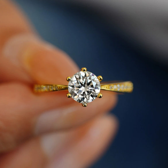 Ring S925 Silver Geometric Moissanite Set With Diamonds