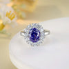 Ring S925 Silver Geometric Simulation Sapphire Diamond Pigeon Egg Design