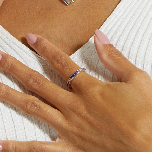 Ring S925 Silver Inlaid Color Treasure Geometric Style Luxury Simple Women's