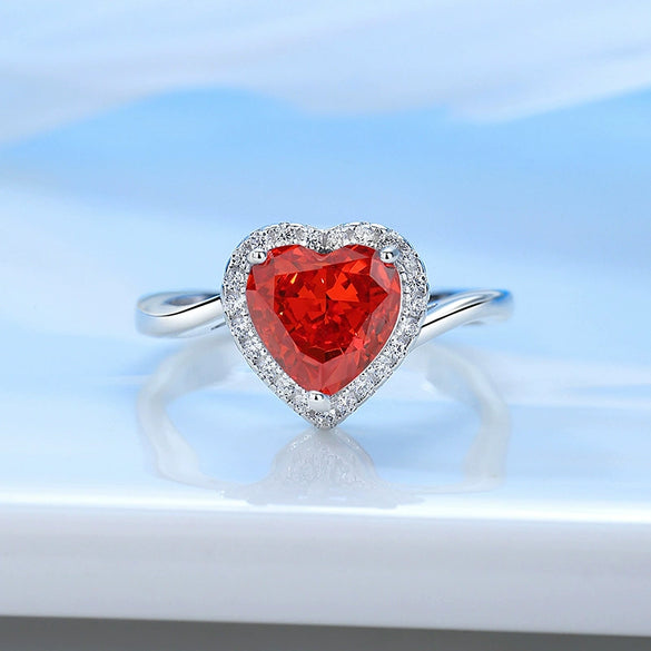 Ring S925 Silver Inlaid High Carbon Diamond Heart Shaped