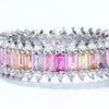 Ring S925 Silver Inlaid Rainbow Zircon Geometric Fashion Women's