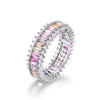 Ring S925 Silver Inlaid Rainbow Zircon Geometric Fashion Women's