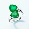 Ring S925 Silver Inlay Cultivation Color Treasure Geometric Triangle Diamond Fashion Women's