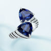 Ring S925 Silver Inlay Cultivation Color Treasure Geometric Triangle Diamond Fashion Women's
