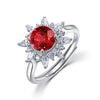 Ring S925 Silver Inlay Cultivation Diamond Retro Light Luxury Geometric Sunflower Style