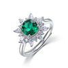 Ring S925 Silver Inlay Cultivation Diamond Retro Light Luxury Geometric Sunflower Style