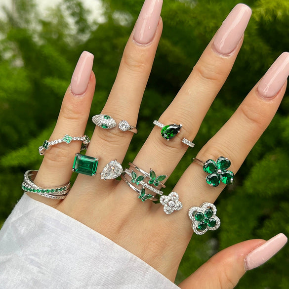 Ring S925 Silver Light Luxury Geometric Electroplating Winding Butterfly Adjustable Opening Women's