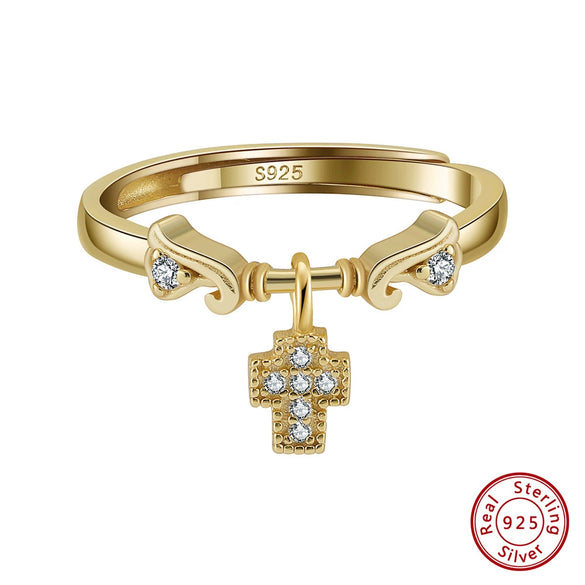 Ring S925 Sterling Silver Cross Electroplating