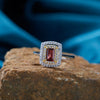 Ring S925 Sterling Silver Crystal Natural Citrine Amethyst Colored Gemstone Geometric Ushaped Set With Gems Light Luxury Style