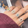 Ring S925 Sterling Silver Crystal Natural Citrine Amethyst Colored Gemstone Geometric Ushaped Set With Gems Light Luxury Style