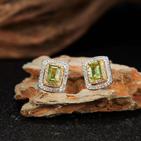 Ring S925 Sterling Silver Crystal Natural Citrine Amethyst Colored Gemstone Geometric Ushaped Set With Gems Light Luxury Style