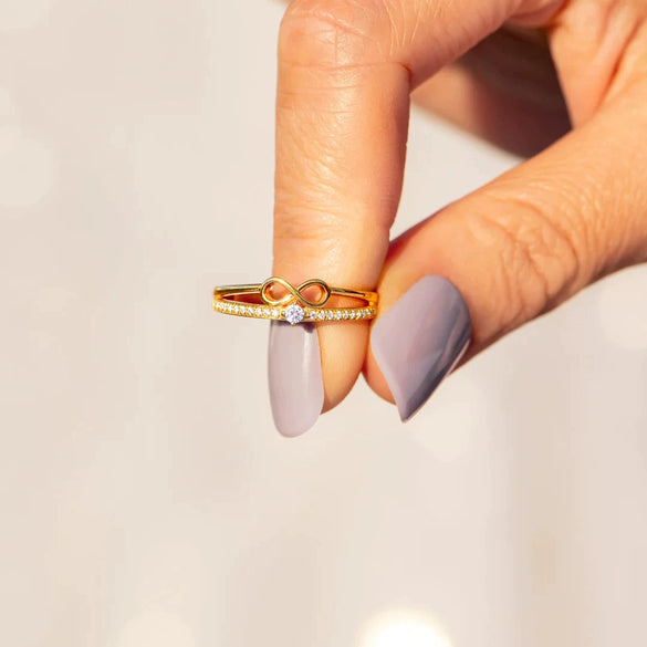 Ring S925 Sterling Silver Double Layer Geometric Electroplated Women's