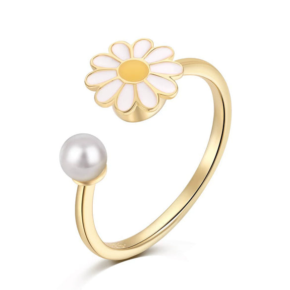 Ring S925 Sterling Silver Flower Geometric Electroplating Women's
