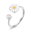 Ring S925 Sterling Silver Flower Geometric Electroplating Women's