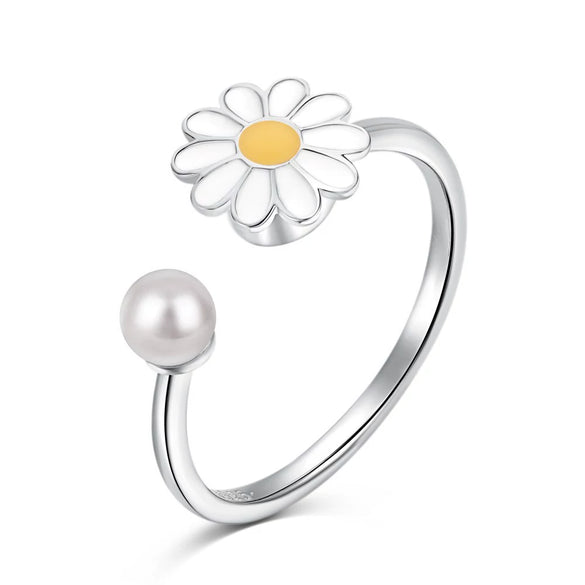 Ring S925 Sterling Silver Flower Geometric Electroplating Women's