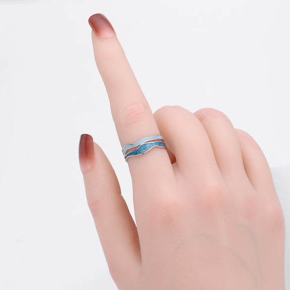 Ring S925 Sterling Silver Geometric Dripping Glue Jewelry For Women