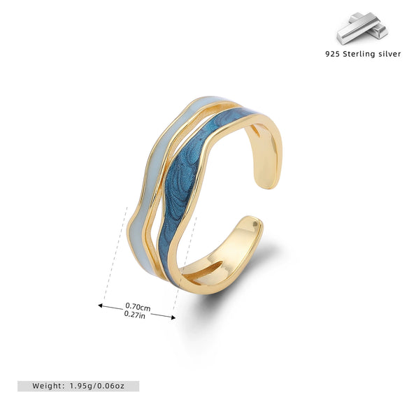 Ring S925 Sterling Silver Geometric Dripping Glue Jewelry For Women