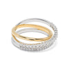 Ring S925 Sterling Silver Geometric Threering Cross Set With Diamonds