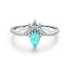 Ring S925 Sterling Silver Imitation Paraiba Tourmaline Crown Inlay Women's