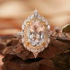 Ring S925 Sterling Silver 18K Gold Plated Crystal Geometric Set With Gems
