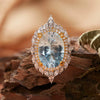Ring S925 Sterling Silver 18K Gold Plated Crystal Geometric Set With Gems