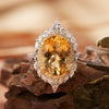 Ring S925 Sterling Silver 18K Gold Plated Crystal Geometric Set With Gems