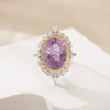 Ring S925 Sterling Silver 18K Gold Plated Crystal Geometric Set With Gems