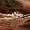 Ring S925 Sterling Silver Natural Amethyst Citrine Hexagonal Star Hollow Women's Sweet Style Set With Gemstones