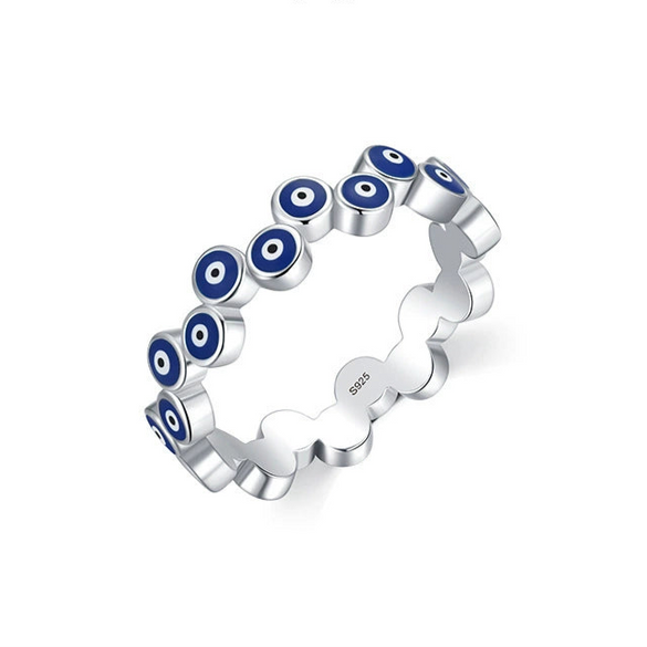 Ring S925 Sterling Silver Niche Fashion Geometric Blue Eye Seiko