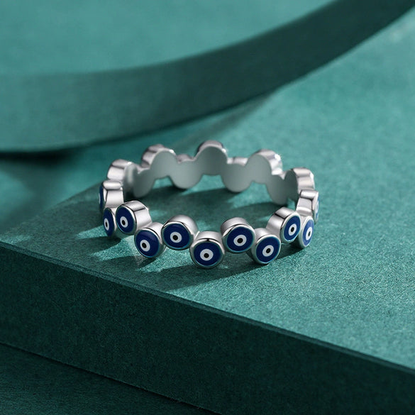 Ring S925 Sterling Silver Niche Fashion Geometric Blue Eye Seiko