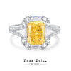 Ring S925 Sterling Silver Yellow Diamond Geometric Minimalist Women's Jewelry