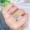 Ring S925 Sterling Silver Yellow Diamond Geometric Minimalist Women's Jewelry