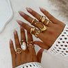 Ring Set Alloy Imitation Pearl Geometric Style Electroplating