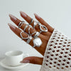 Ring Set Alloy Imitation Pearl Geometric Style Electroplating