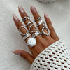 Ring Set Alloy Imitation Pearl Geometric Style Electroplating